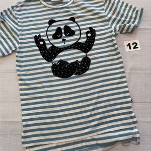 Minti Striped Tee with Peaceful Panda